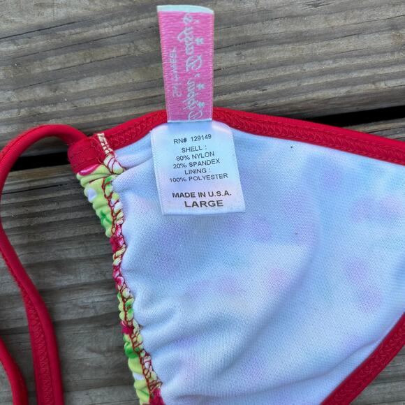 Y2k Bikini Halter Tie Top Cherries Colorful Coquette Early 2000s Swim Suit Top - Picture 6 of 6